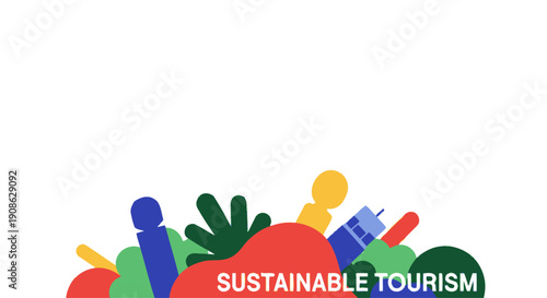 Sustainable Tourism Concept - Flat Illustration with Copy Space