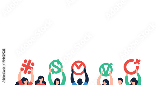 Diverse Group Holding Mathematical Symbols and Currency Signs