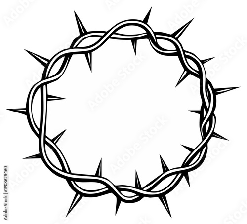 Crown of Thorns Christian religious symbol of sacrifice and passion illustration