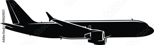 Vector illustration set of modern commercial passenger airplanes and civilian transport helicopters isolated on white background for aviation design projects,