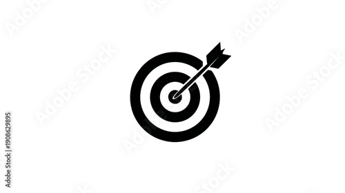 Target with arrow hitting bullseye icon. Concept of business goal achievement, success, marketing strategy, and precision.