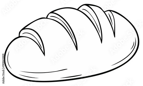 Loaf of Bread Outline with Slices: Culinary Baking Illustration, Food Graphic