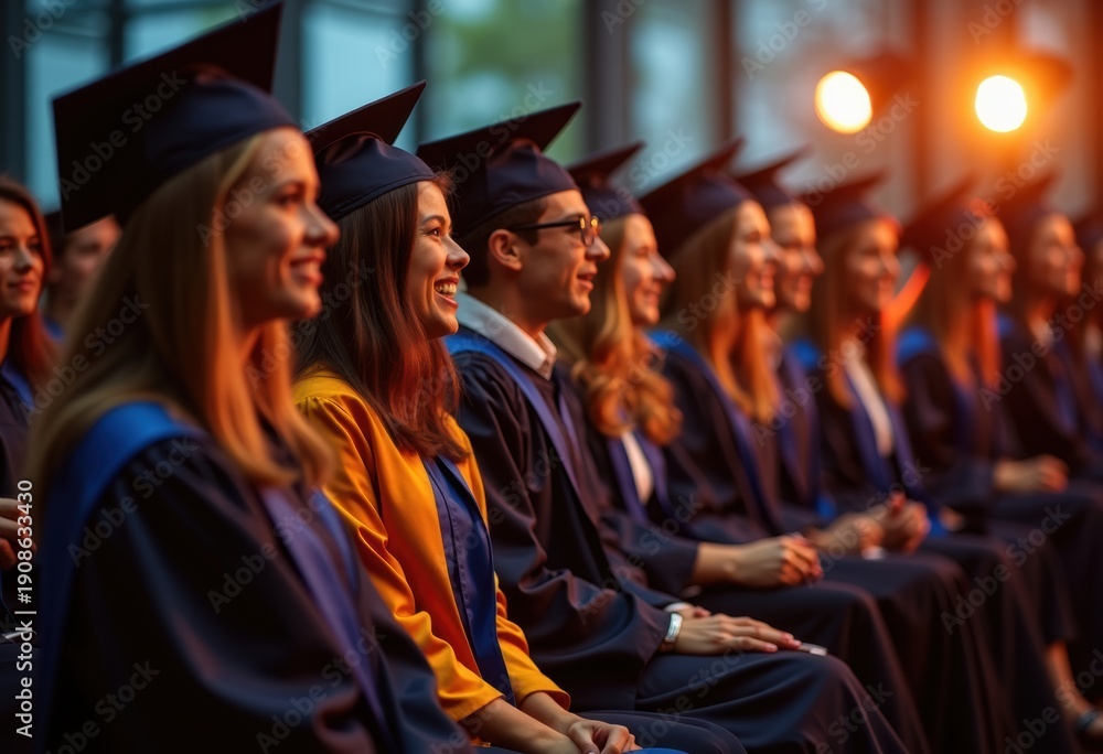 Obraz premium Scholarship Award Ceremony Celebration with Engaged Audience Receiving Honors Recognition on Stage