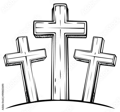 Three crosses illustration symbolizing faith and spirituality for christian tradition