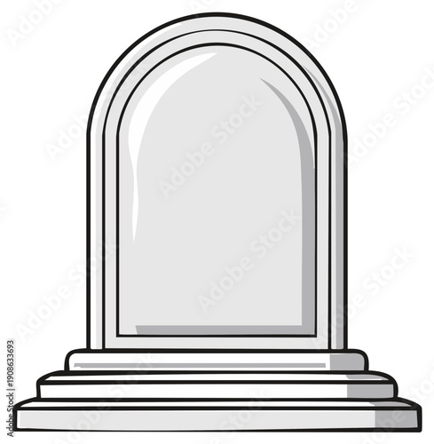 Blank Memorial Tombstone With Arched Top And Stair Base