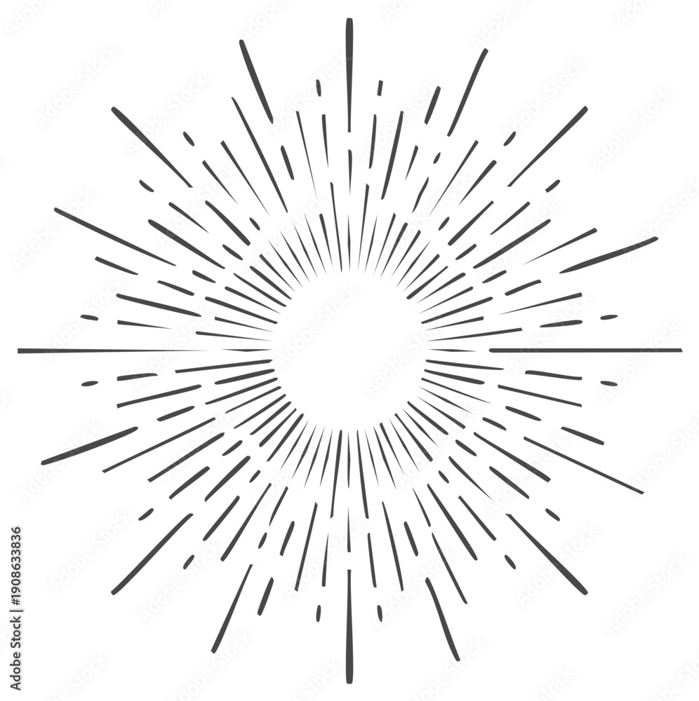 Fototapeta premium Sunburst Element: Radial Rays with Variations for Vintage Graphic Design Applications