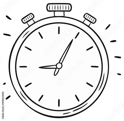 Hand-drawn stopwatch illustration with time measurement concept
