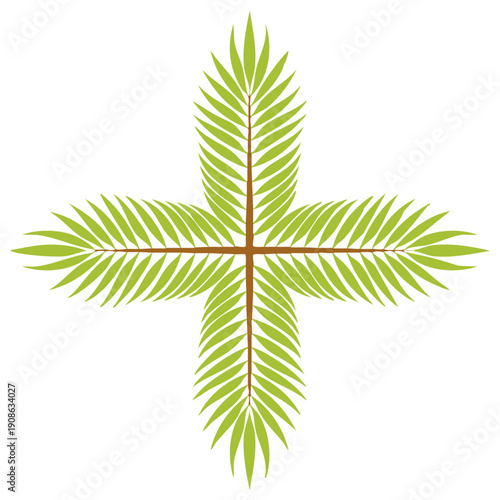 Palm Sunday cross made of green palm fronds, a Christian symbol of faith and Easter.