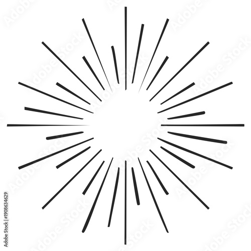 Explosion of radiating lines from a central point burst effect abstract art