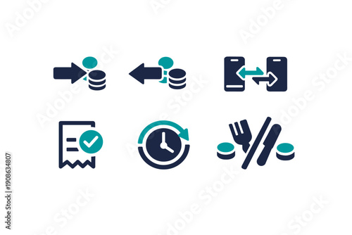 Vector history no bill simple numbers generation arrow icon confirmation clock phones