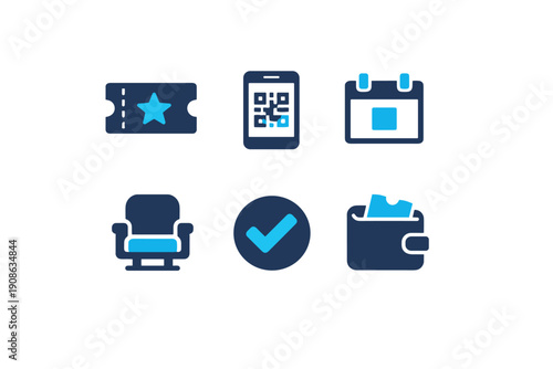 No calendar ticket minimal date vector icon letters icons confirmation labels numbers