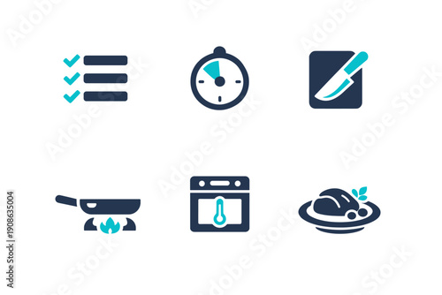 Recipe set vector background board no plating list cooking labels icon