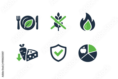 Nutrition vector icon free low flame plate collection no dietary letters icons