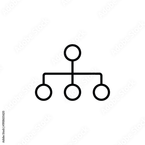 Black and white vector human interaction network hierarchy icon simple people connection diagram
