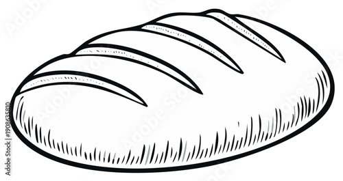 Black and white illustration of a loaf of bread with scoring marks