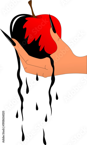 poisoned apple in a woman's hand