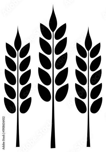 Wheat stalks vector illustration agricultural plant grain crop harvest symbol simple design isolated on white