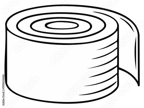 Rolled measuring tape outline illustration for sewing and crafts
