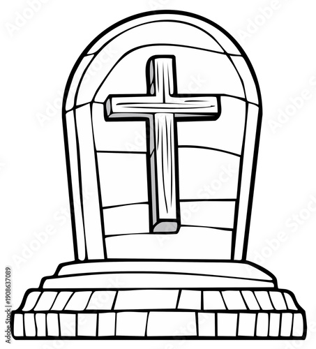 Religious Tombstone Monument with Christian Cross Symbol