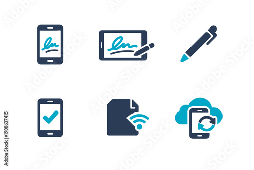 Image scalable tablet no cloud check document icon vector pen smartphone generation