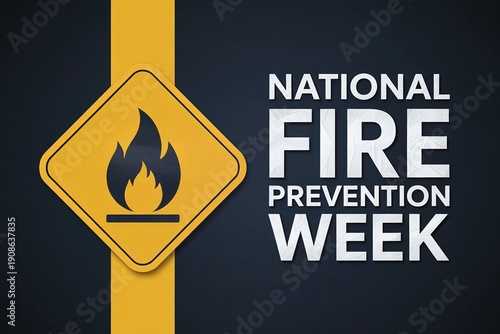 Wallpaper Mural National Fire Prevention Week Safety Awareness Poster Featuring Flame Hazard Sign and Textured Background for Industrial Workplace Protection and Training Torontodigital.ca
