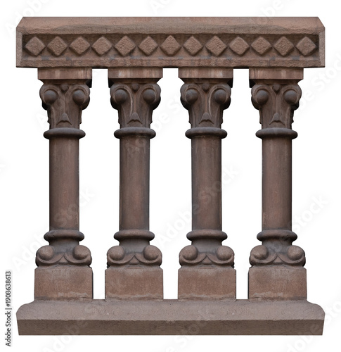 Elements of architectural decorations of buildings, columns and tops, gypsum stucco molding, wall texture and patterns. On the streets in Barcelona, public places.