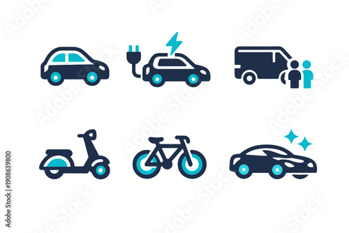 Numbers image vector generation icon electric simple bike share car labels no