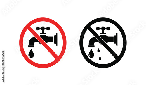 No water usage icons with red and black prohibition signs