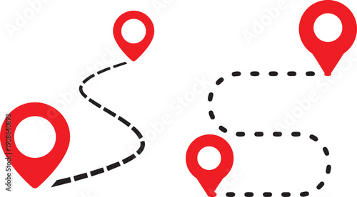 Journey's Marked: A visual representation of navigation, journey, and location, showcasing paths with distinct start and end points marked by vibrant markers.