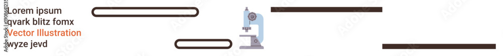 Obraz premium Science, education, research, innovation, biotechnology, healthcare. A microscope with text and design lines. Science and research concepts in a clean and modern style