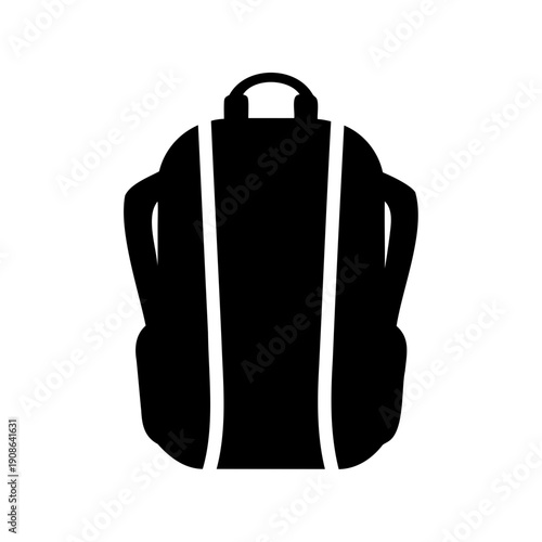 Black and white striped backpack with padded shoulder straps Vector, illustration
