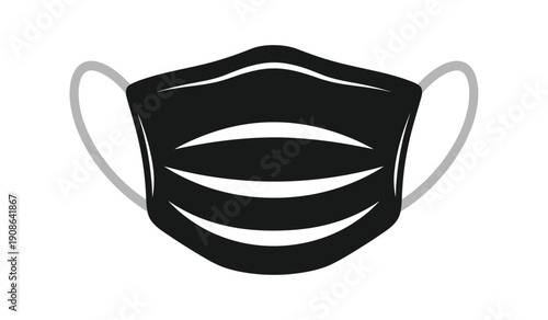 Black surgical face mask with elastic ear straps for protection
