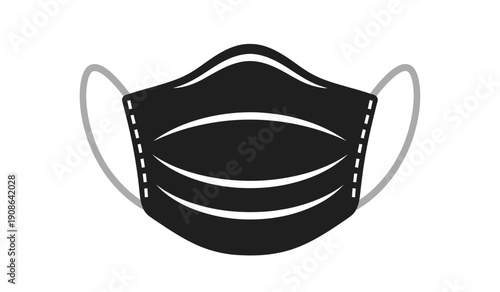 Black surgical face mask with elastic straps