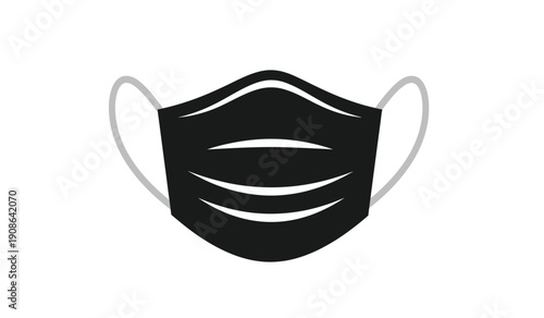 Black face mask with elastic ear straps for protection and safety