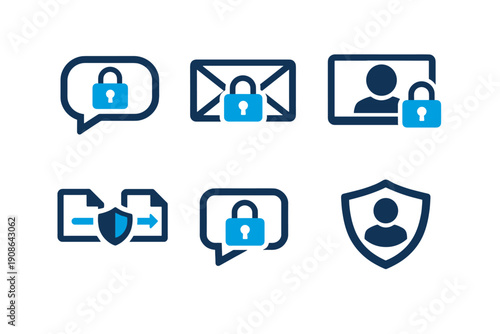 Transfer secure white icons private numbers vector no icon message locked bubble