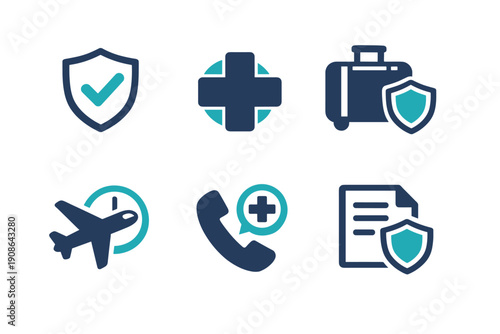 Icon no phone background white icons protection clean vector flight travel insurance