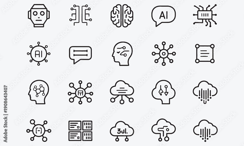 Fototapeta premium Artificial intelligence icon AI and technology symbol. Vector illustration