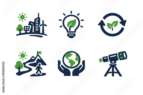 Eco generation image arrows simple vision economy icon skyline scalable vector path