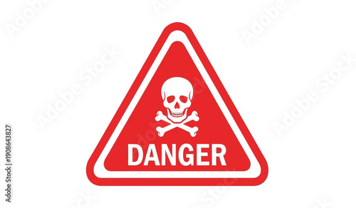 Warning sign with skull and crossbones on red triangle background indicating danger