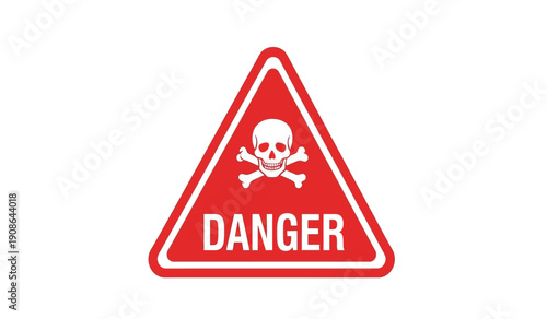 Warning sign with skull and crossbones on red triangle indicating hazardous materials or danger
