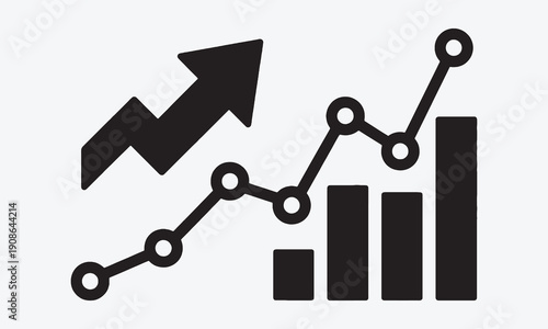 Growth icon Containing arrow up, growing graph, business chart icons. Vector illustration