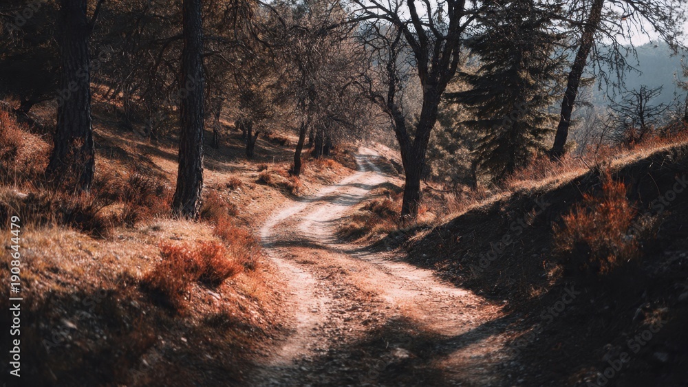 Fototapeta premium Winding Forest Path in Autumn