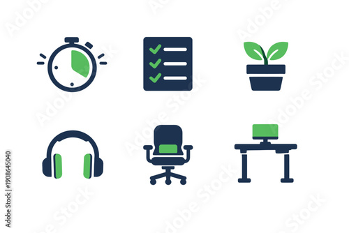 Icons icon vector no text workspace plant concentration productivity home numbers timer