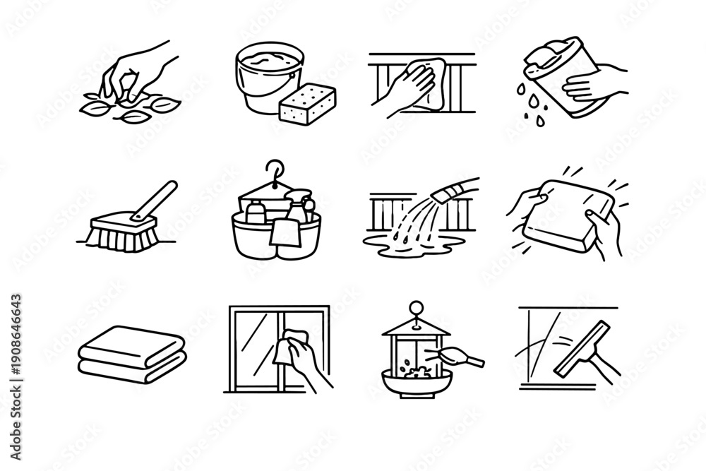 Fototapeta premium Icon floor simple collecting railing generation hanging rinse tool vector cloth clean