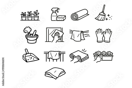 Folded gloves simple glass image generation vector dusted broom rail wipe cloth