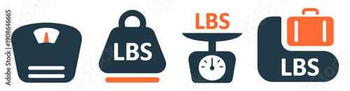 pound weight measurement scale icon set