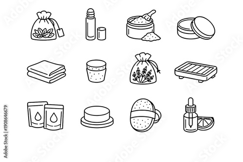 Icon generation jar vector dish roller simple refill exfoliator bath soap stopper