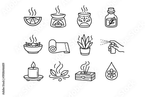 Vector rituals mist home holder herbs icon from scent floral candle tray