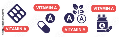vitamin e capsule pill icon set