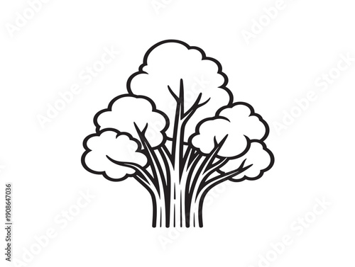 Roadside trees bundle 2D vector line art for a gorgeous travel graphic